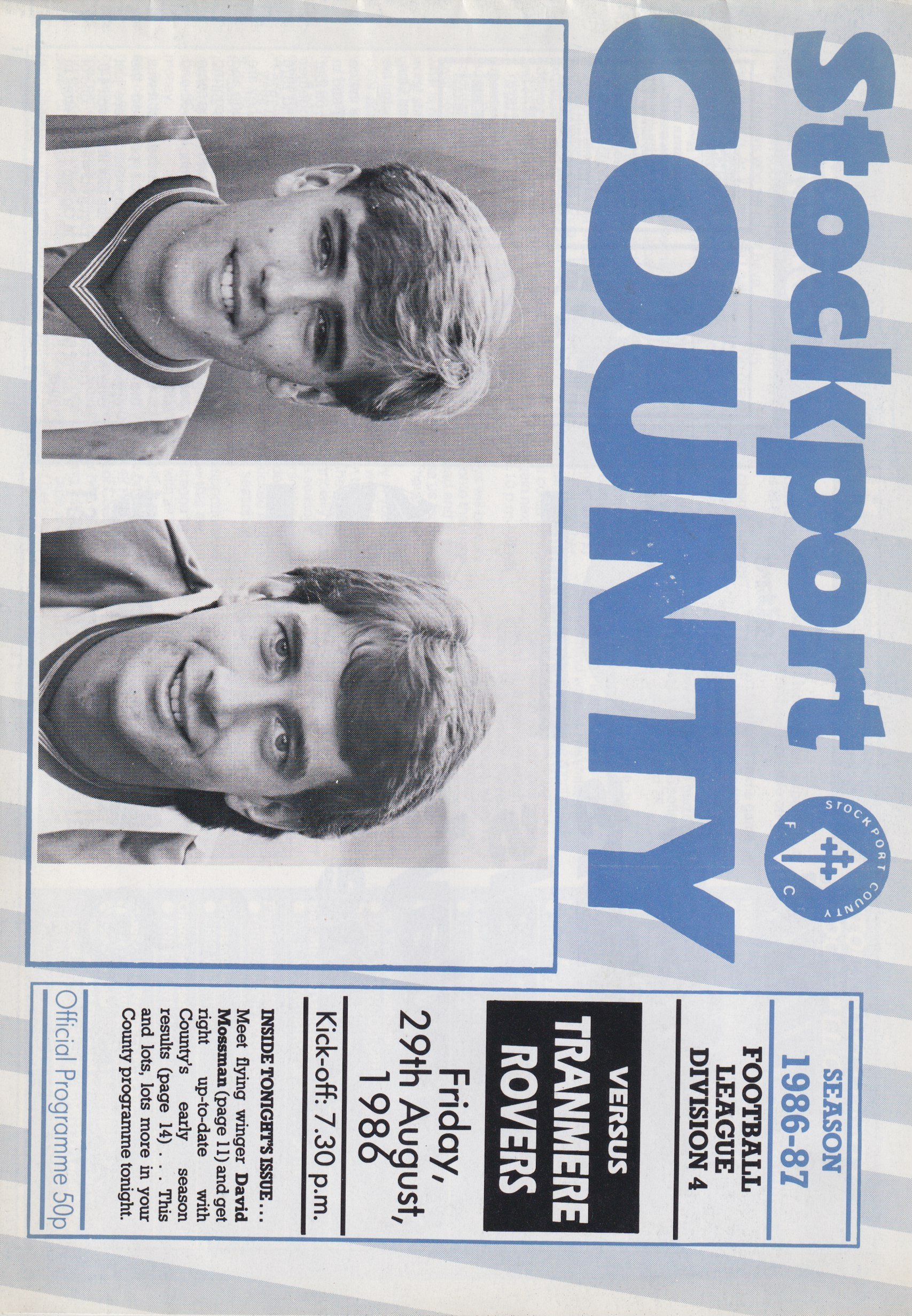 Stockport County v Tranmere Rovers match programme